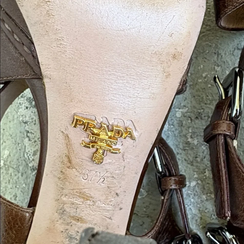 Prada crisscross open toe platforms